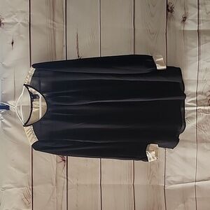 H&M sheer black & cream blouse, size 6
